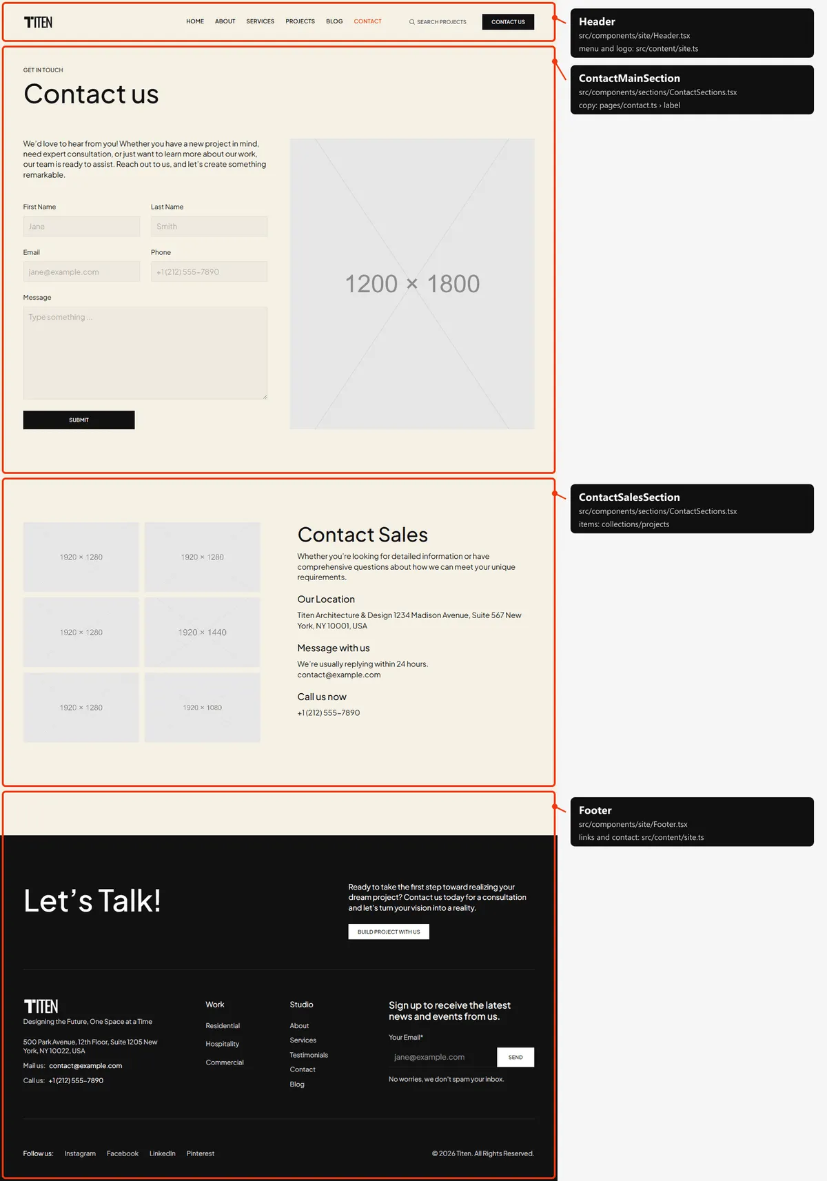 Contact: sections and the files behind them