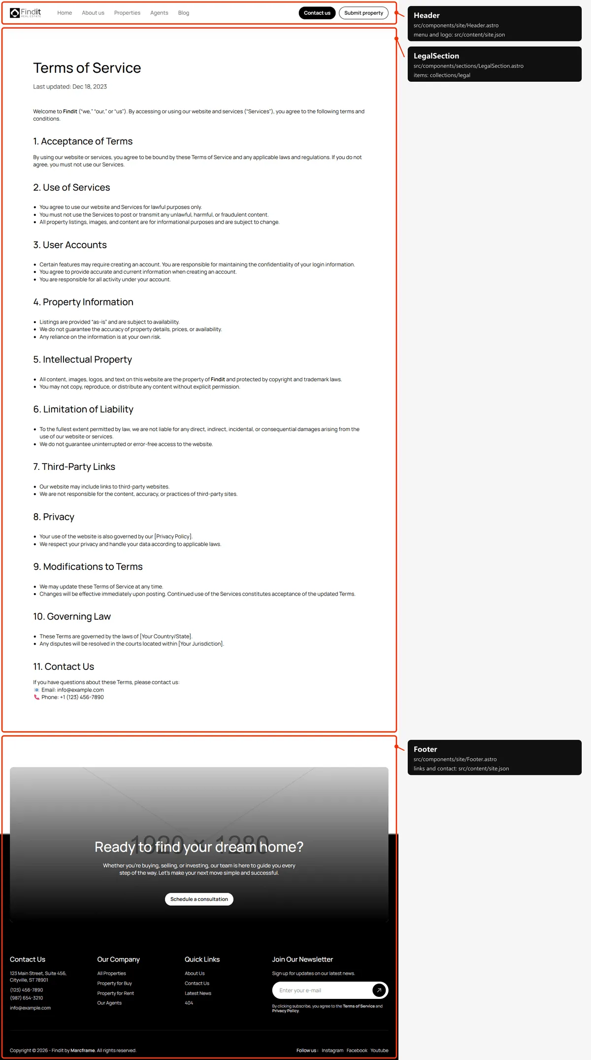 Legal: sections and the files behind them