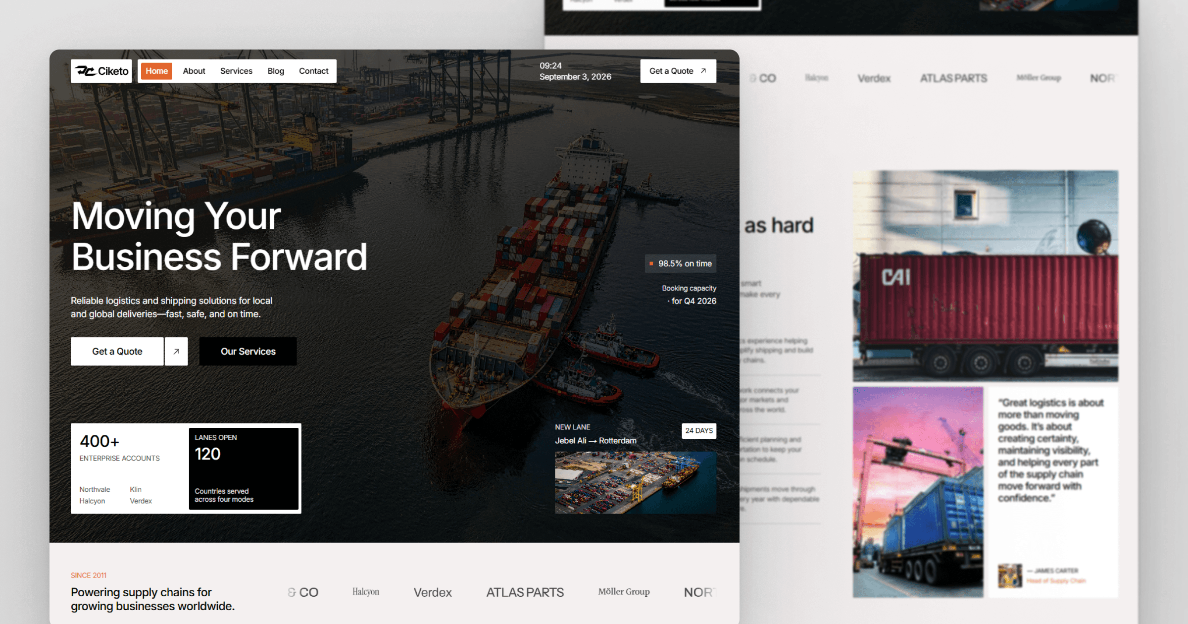 Ciketo — Logistics and shipping company website template