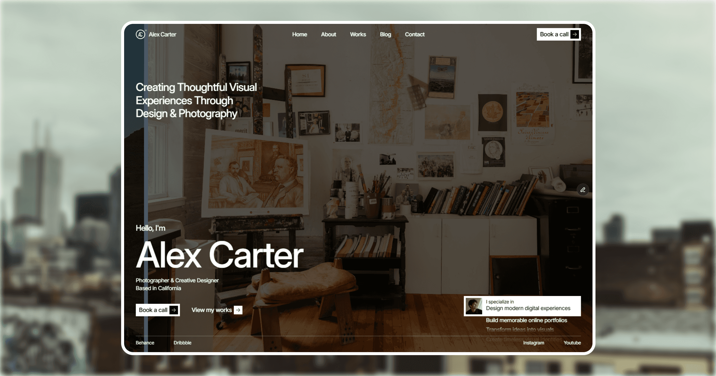 Tustel — Photographer and creative designer portfolio website template